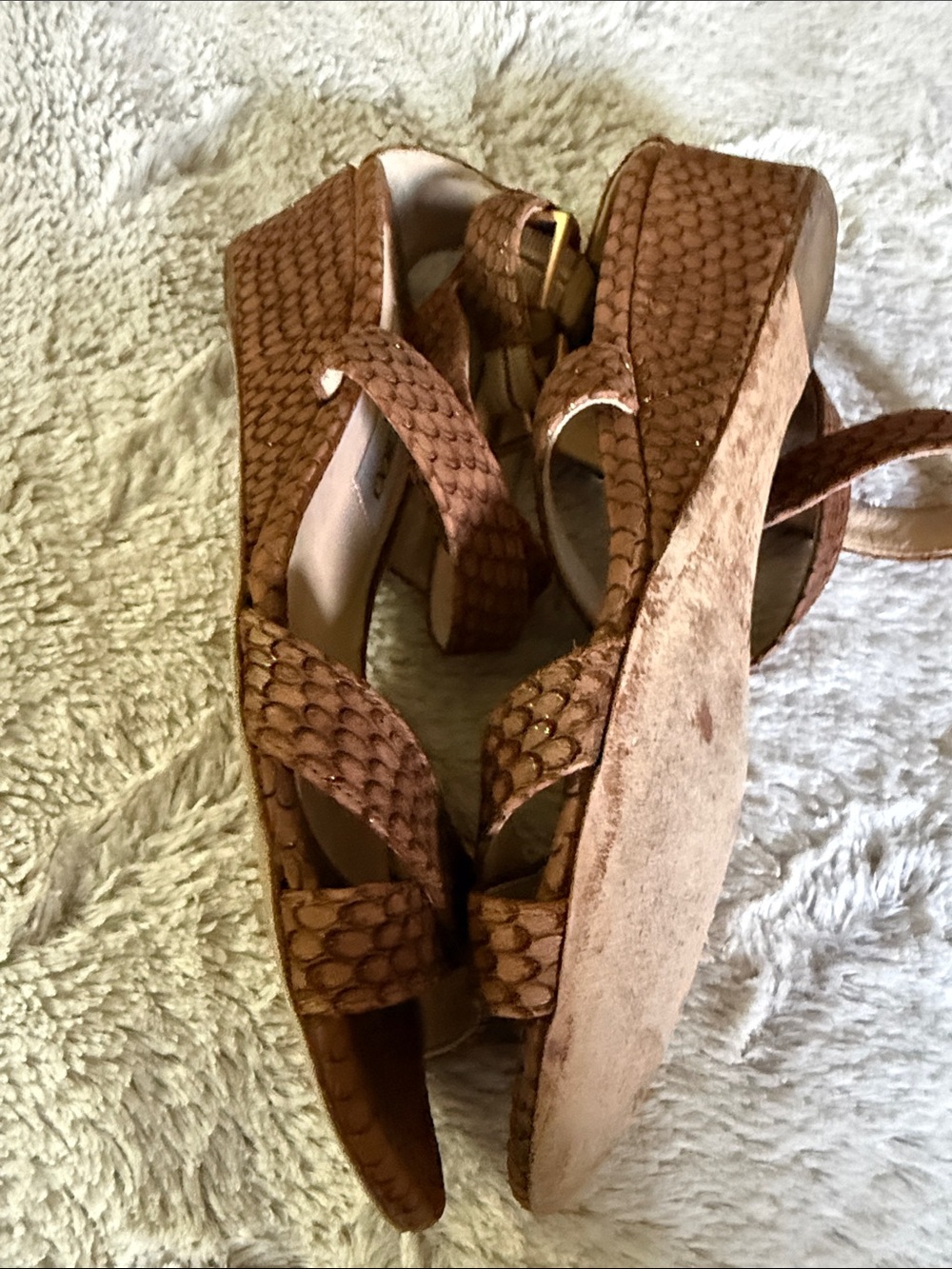 Jimmy Choo Brown Scaled Leather Strappy Sandals - Picture 4 of 6